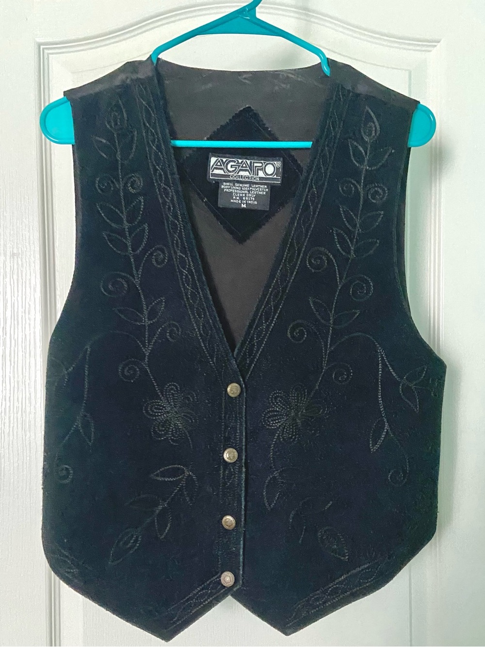 Vintage Agapo Black Leather Vest